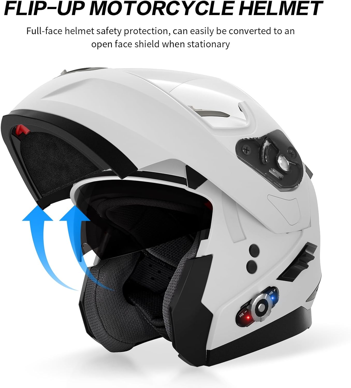 Motorcycle Helmet Bluetooth 5.0 Integrated New EPS FreedConn BM2-S Modular Flip Up Dual Visor Motorbike Helmet DOT FMVSS-218 Approved MP3 FM for Adults Men Women