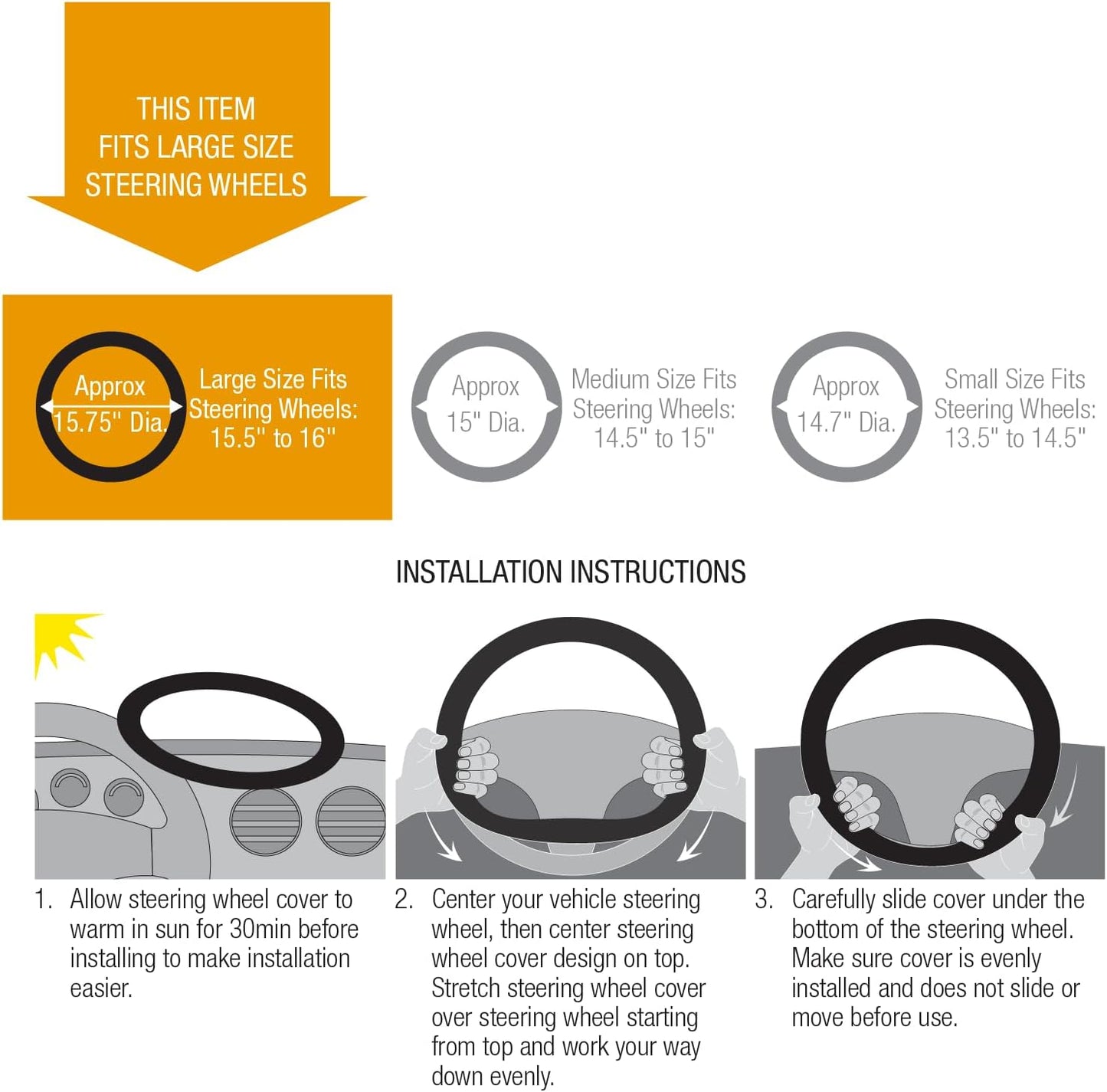 Cool Mesh Grip Truck Steering Wheel Cover with Breathable Grip, Premium Faux Leather, Universal fit for Full Size Trucks and SUVs with Steering Wheel Size 15.5" to 16"