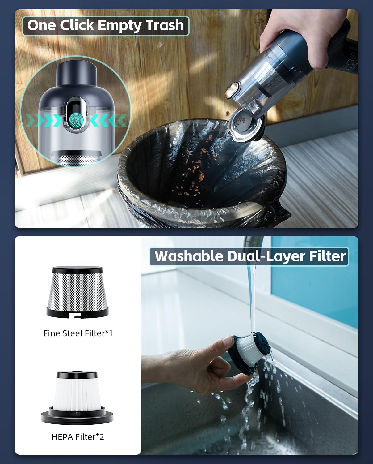 Car Vacuum Cleaner,80W/16Kpa/20Mins,Lightweight Mini High Power Pet Portable Handheld Cordless Vacuum Pro, Rechargeable Small Extractor Vacuum Detailing with Cleaning Gel for Car, Home and Office