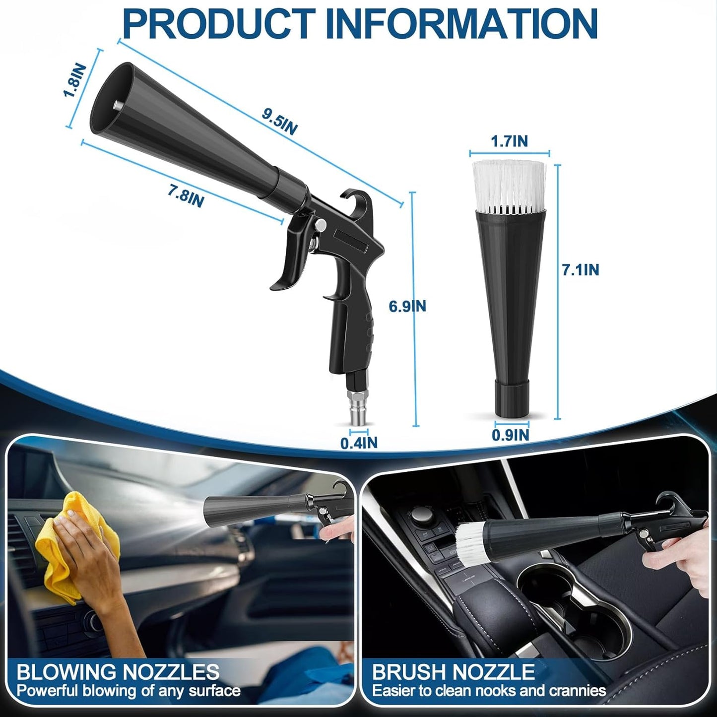 Detailing Car Cleaning Gun Interior Dryer Air Blow Gun, High Pressure Blower Gun, Car Detailing Tools for Quickly Blowing Out Dirt and DustWorking with Air