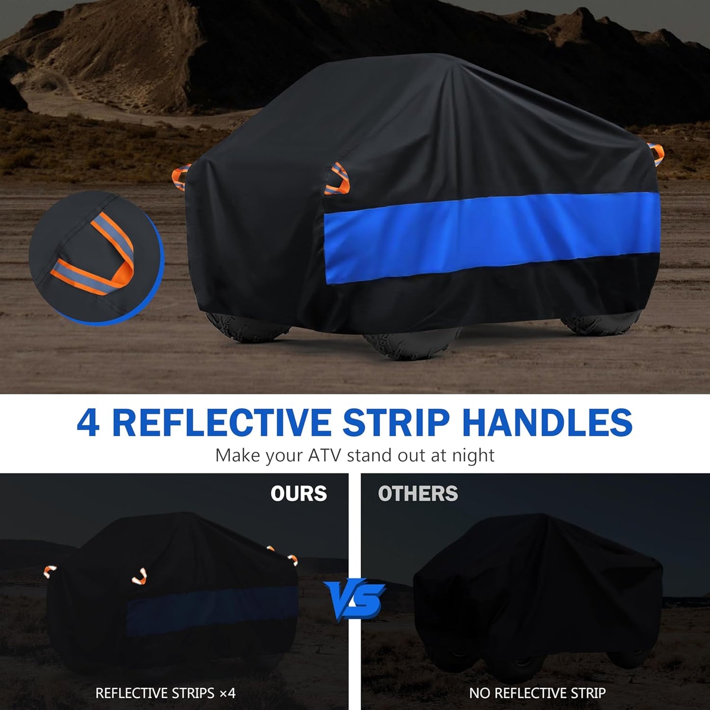 MORNYRAY ATV Cover Waterproof Heavy Duty Universal Quad Cover Outdoor Storage Cover 4 Wheeler UV Protection for Polaris Yamaha Honda Suzuki Kawasaki (Black, A4-100.8''L x 43.3''W x 47.2''H)