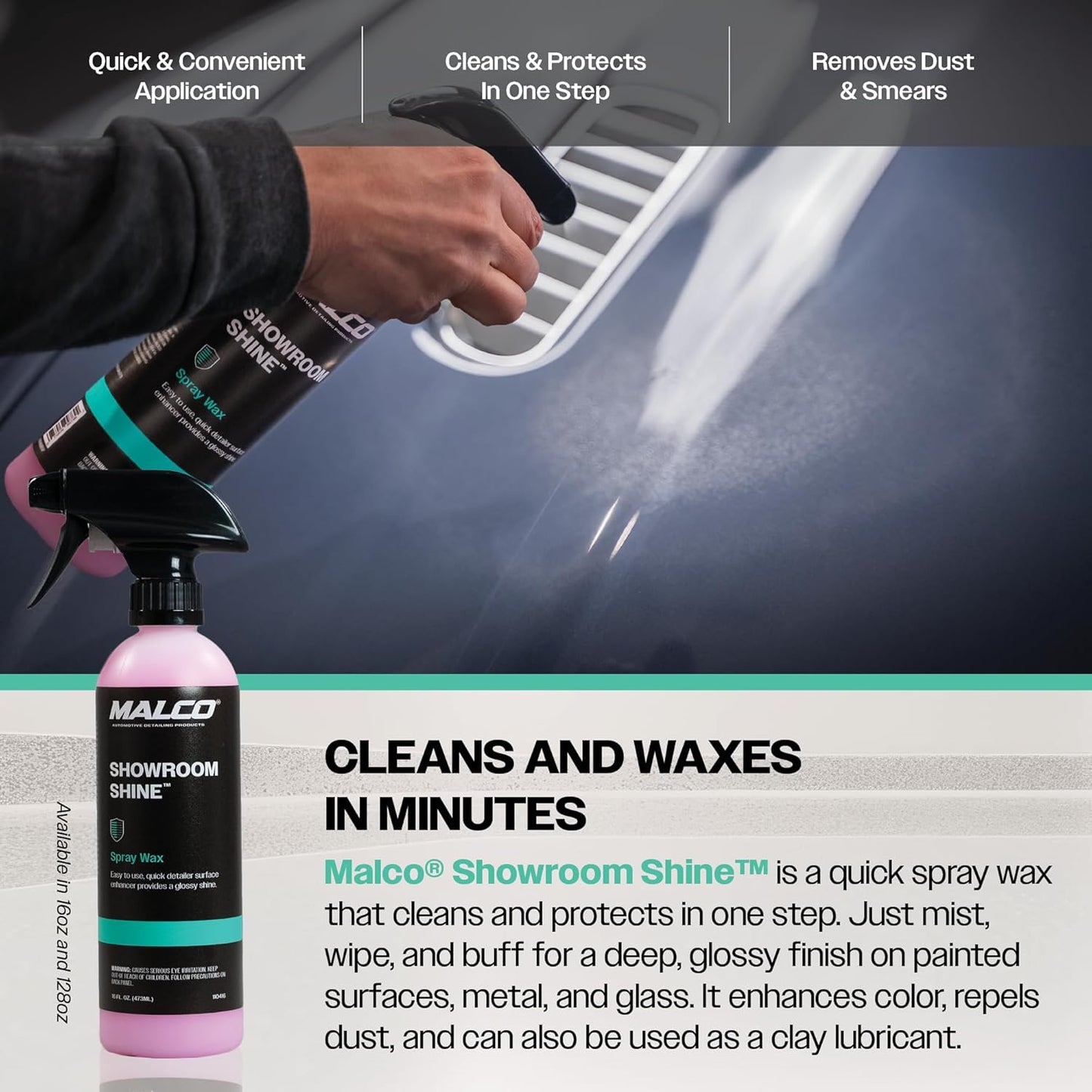 Malco Showroom Shine Spray Car Wax – Best Car Wax Spray for Professional Finish/Easy to Use Instant Detailer Spray/Cleans and Waxes Painted Surfaces, Metal and Glass / 1 Gallon (110401)