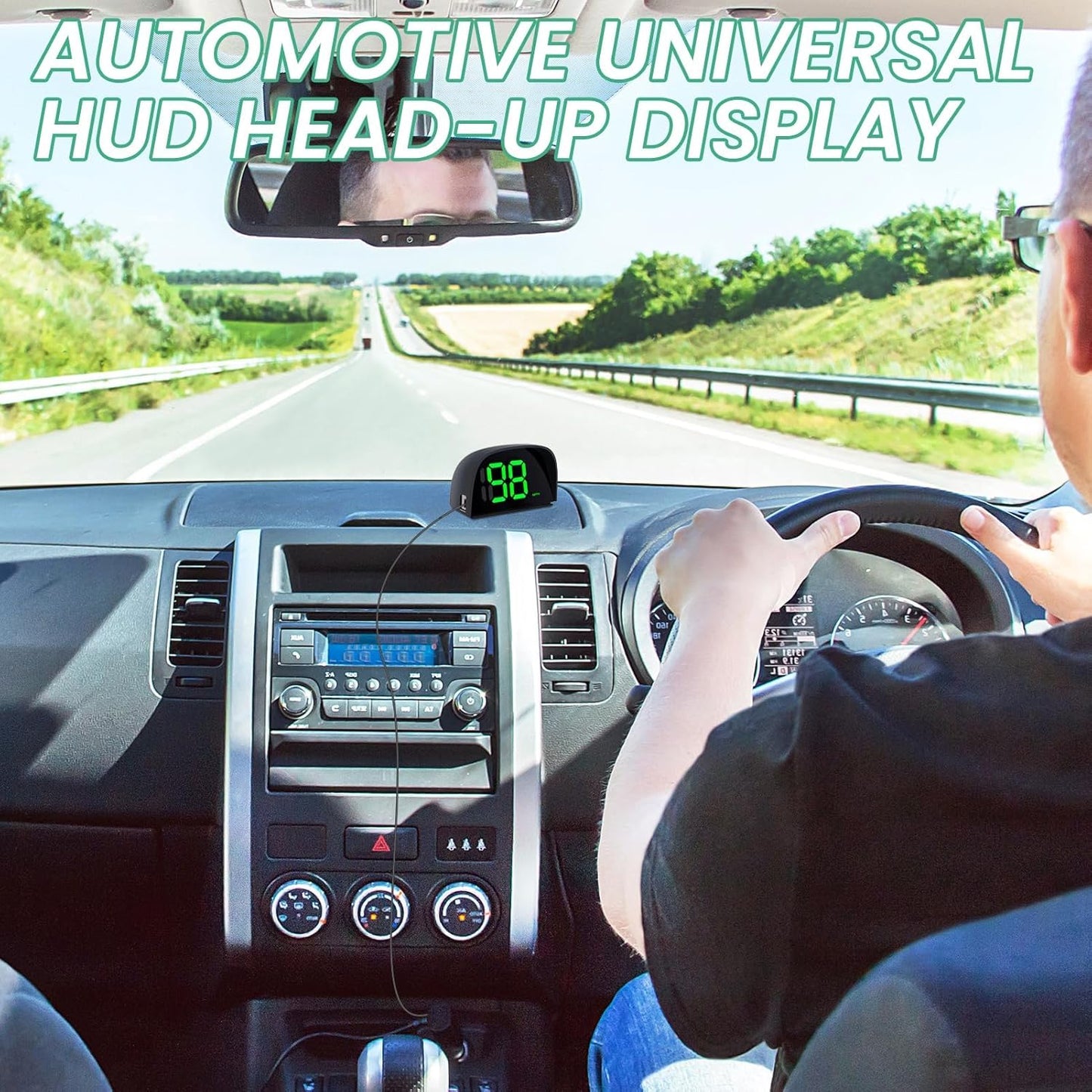 2 Pack GPS Digital Speedometer for Car MPH Golf Cart Universal HUD Speed Meter with LED Large Font Head Up Display Car Accessories with USB Cable Plug Play for Truck Motor SUV Golf Cart All Vehicles