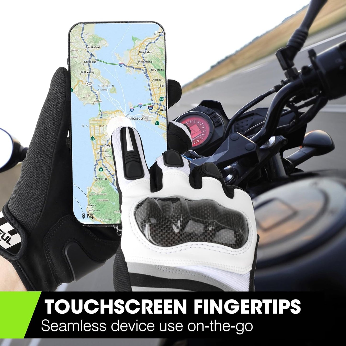 WTACTFUL Lightweight Motorcycle Gloves for Men, Touchscreen Summer Breathable Gloves for Motocross Casual Riding