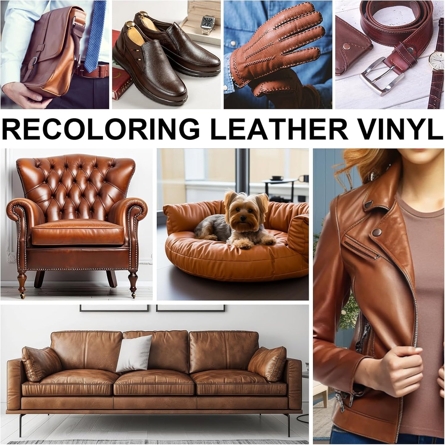 Leather Recoloring Balm Set,Leather Cleaner Restore Conditioner Mink Oil for Leather Repair Kit for Furniture Couches -Revives Repairs Scratches Leather Dye Furniture Polish (Tan)