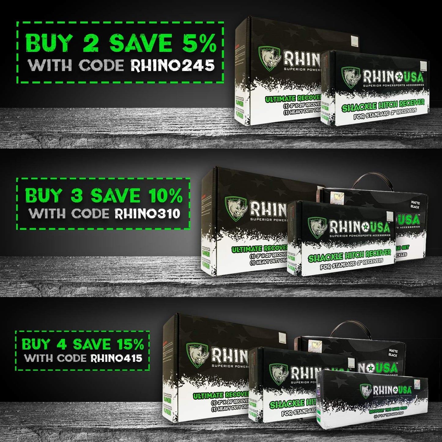 Rhino USA Recovery Tow Strap (4" x 30') - 40,320lb Break Strength - Emergency Recovery Strap Tow Rope for Diesel Trucks, Backhoe, Excavators & More - Heavy Duty Towing Strap for Offroad 4x4 Use