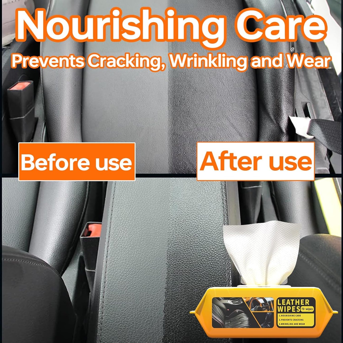 Car Wipes Extra Large 8" x 8" Car Interior Cleaning Wipes Leather Wipes For Car Car Glass Wipes Cleaning Wipes Interior Cleaning For Cars Trucks Jeeps And More 70 Count Each (3 Packs)