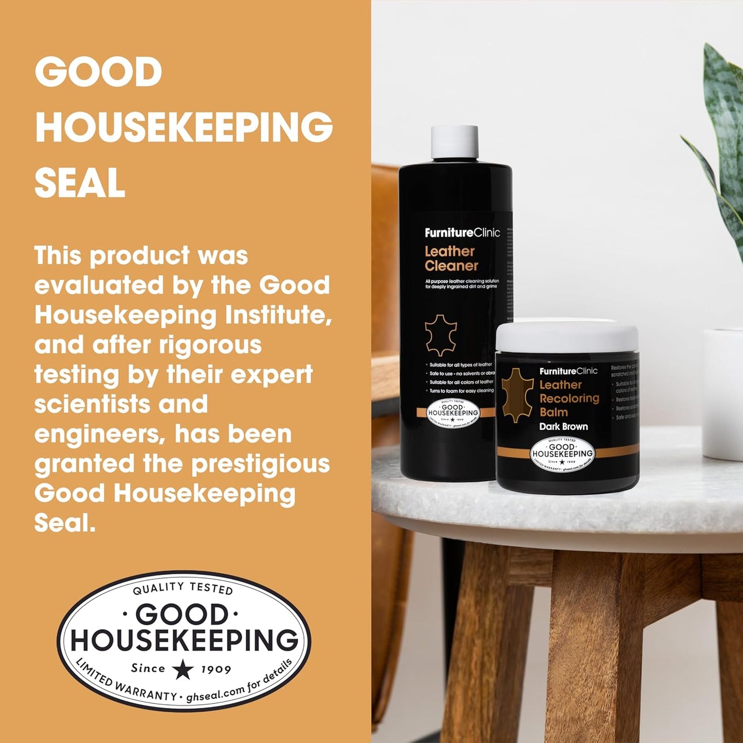 Furniture Clinic Leather Easy Restoration Kit | with Leather Recoloring Balm, Cleaner, Sponge, and Cloth | Leather Repair Kit for Scratched and Faded Furniture (Camel)