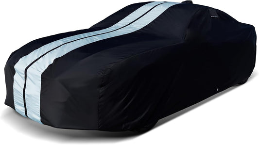 iCarCover Custom SUV Cover for Pontiac Trans AM (1974-1981) Waterproof All-Weather Rain Snow UV Sun Protector Full Exterior Indoor Outdoor Car Cover (Stripe - Black/Gray)