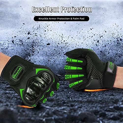 Motorcycle Gloves for Men and Women Full Finger Touchscreen Mountain Dirt Bike Gloves for Powersports BMX ATV MTB Driving Motocross Cycling Gloves(XL, Green)