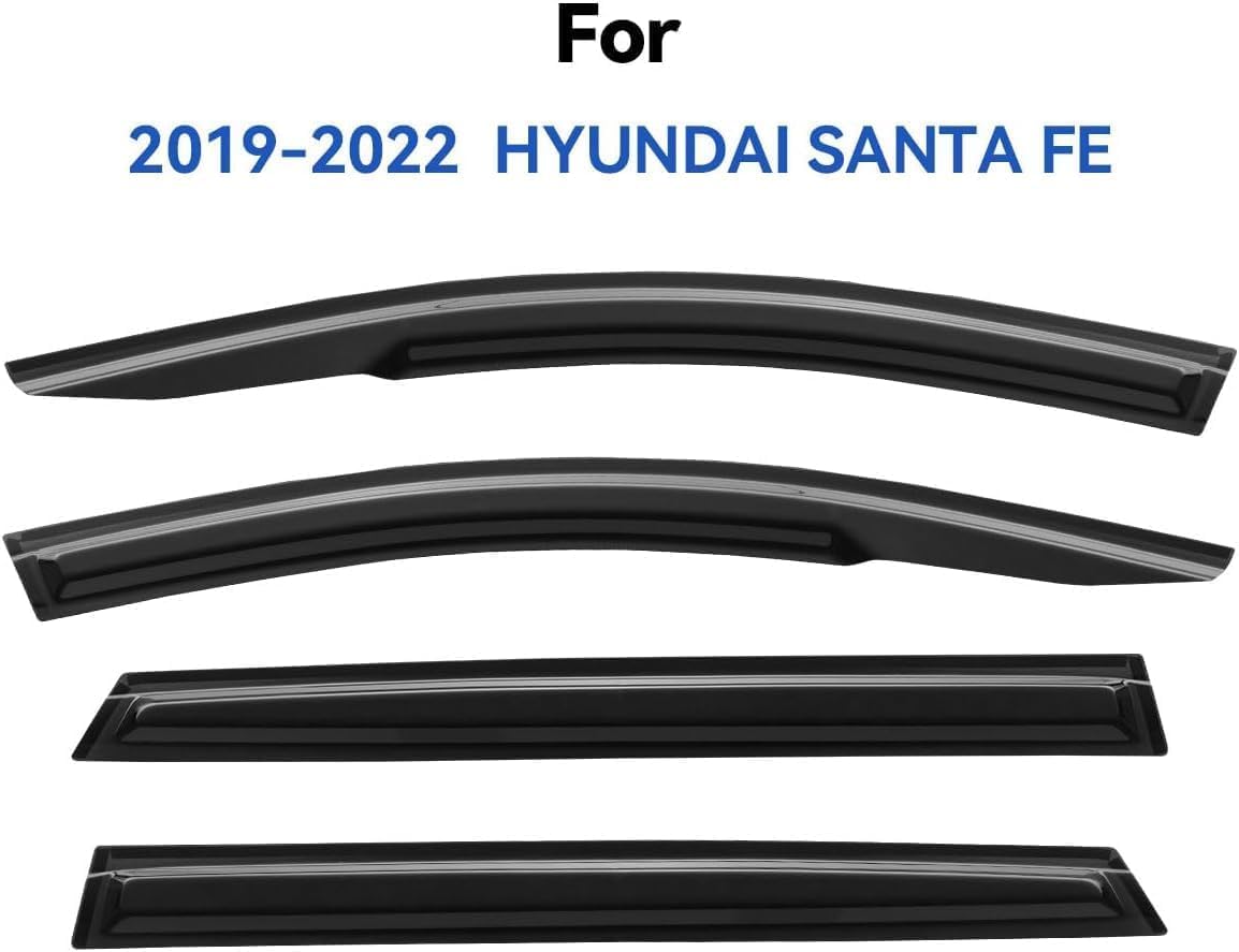 Window Visors Rain Guards for 2019 2020 2021 2022 2023 Hyundai Santa Fe, Out-Channel Window Vent Wind Deflectors Visors Shades for 19 20 21 22 23 Santa Fe