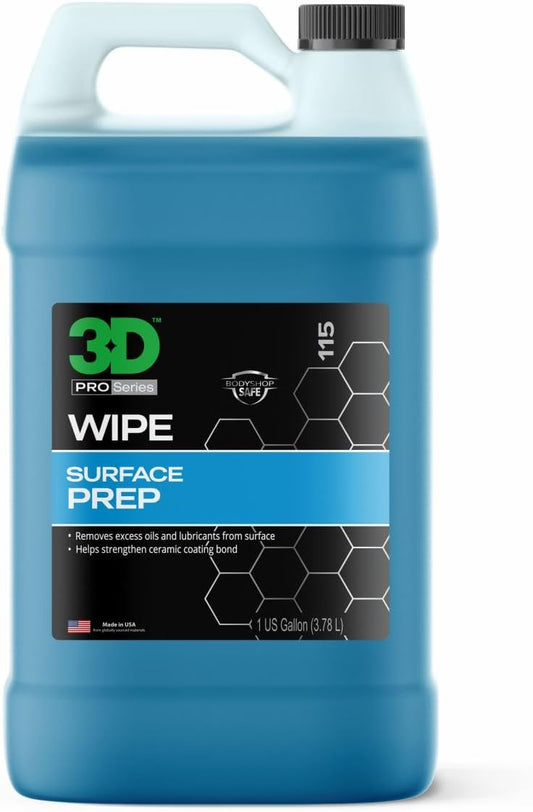 3D Wipe Ceramic Coating Surface Prep - Removes Excess Oils & Lubricants from Paint & Glass Prior to Ceramic Coating Application 1 Gallon
