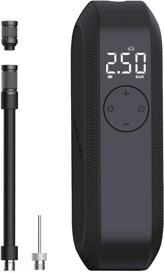 CYCPLUS Electric Air Compressor Bicycle Pump Car Tire Inflator, 150 PSI Portable Air Compressor, Rechargeable Tire Pump LED Display, Auto Shut-Off Air Pump for Bike Tires, Car, Motorcycle, Ball
