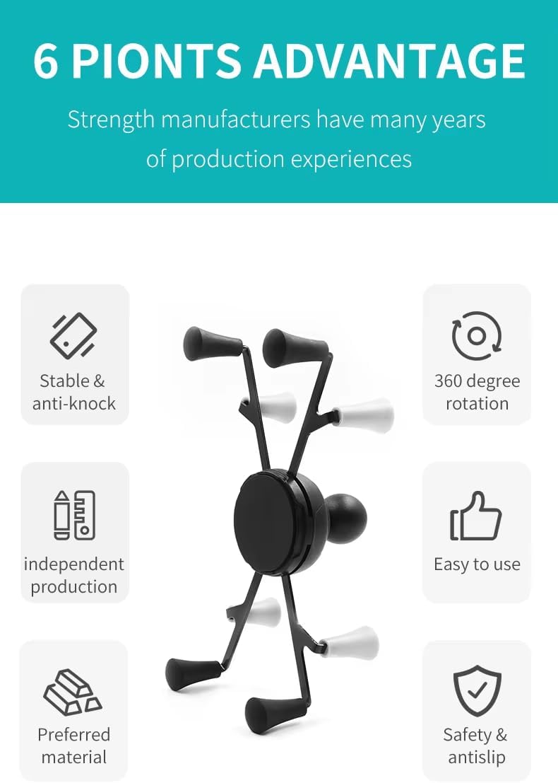 Strg Handlebar Tablet Mount with Rail Base for Rails 1.12'' to 1.50'' in Diameter for 6" Tablets, Motorcycle Tablet Holder for Bike Motorcycle Handlebar ATV/UTV and More Rails