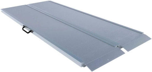 EZ-ACCESS TRAVERSE 2 Foot Durable Aluminum Singlefold Edgeless Curbless Portable Folding Loading Ramp with Carrying Handles, Silver