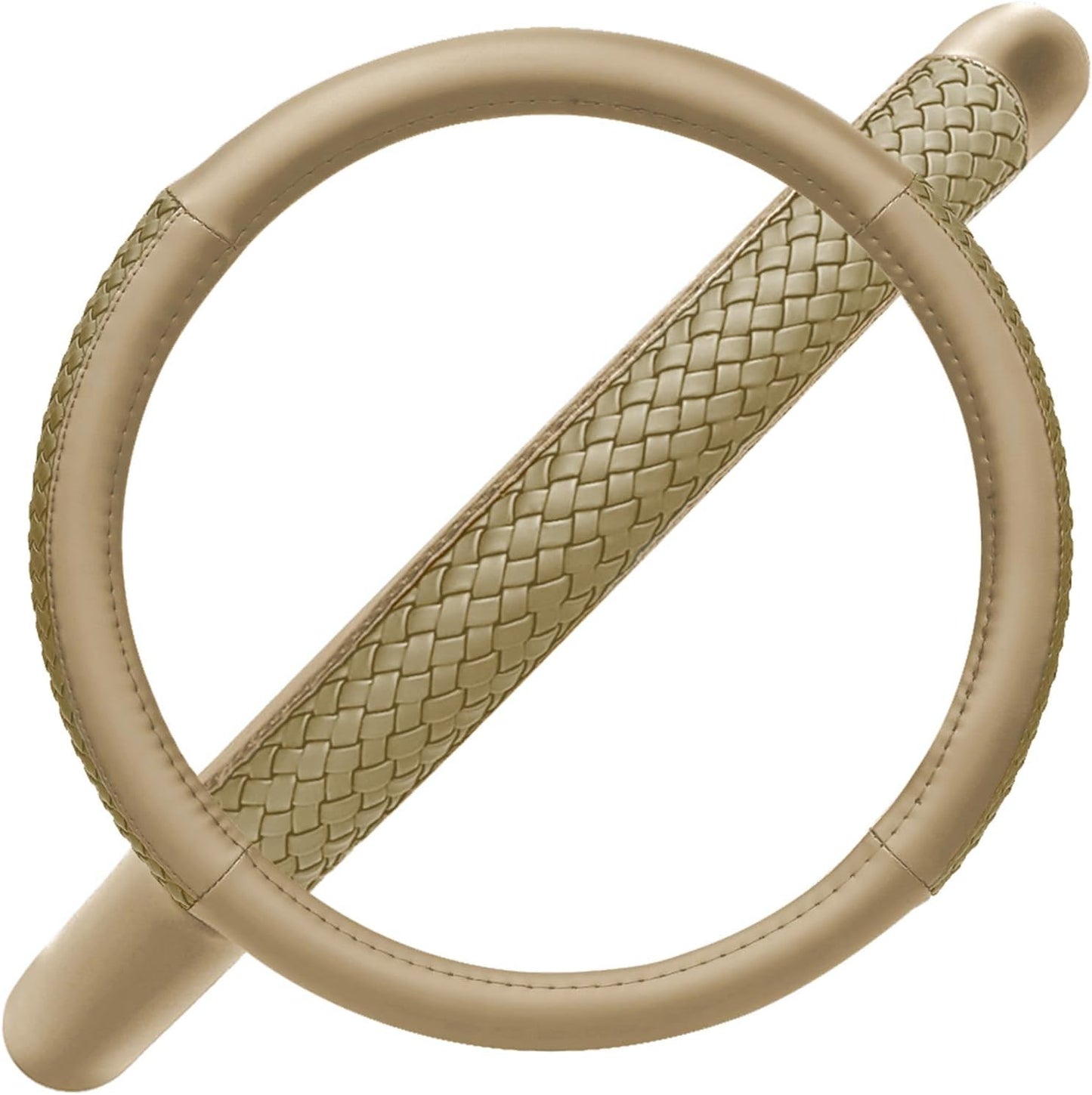 Flying Banner car Steering Wheel Cover Faux Leather Massage Universal fit 3D Honeycomb Hole Anti-Slip Sporty 15 Inches (Tan Tan)