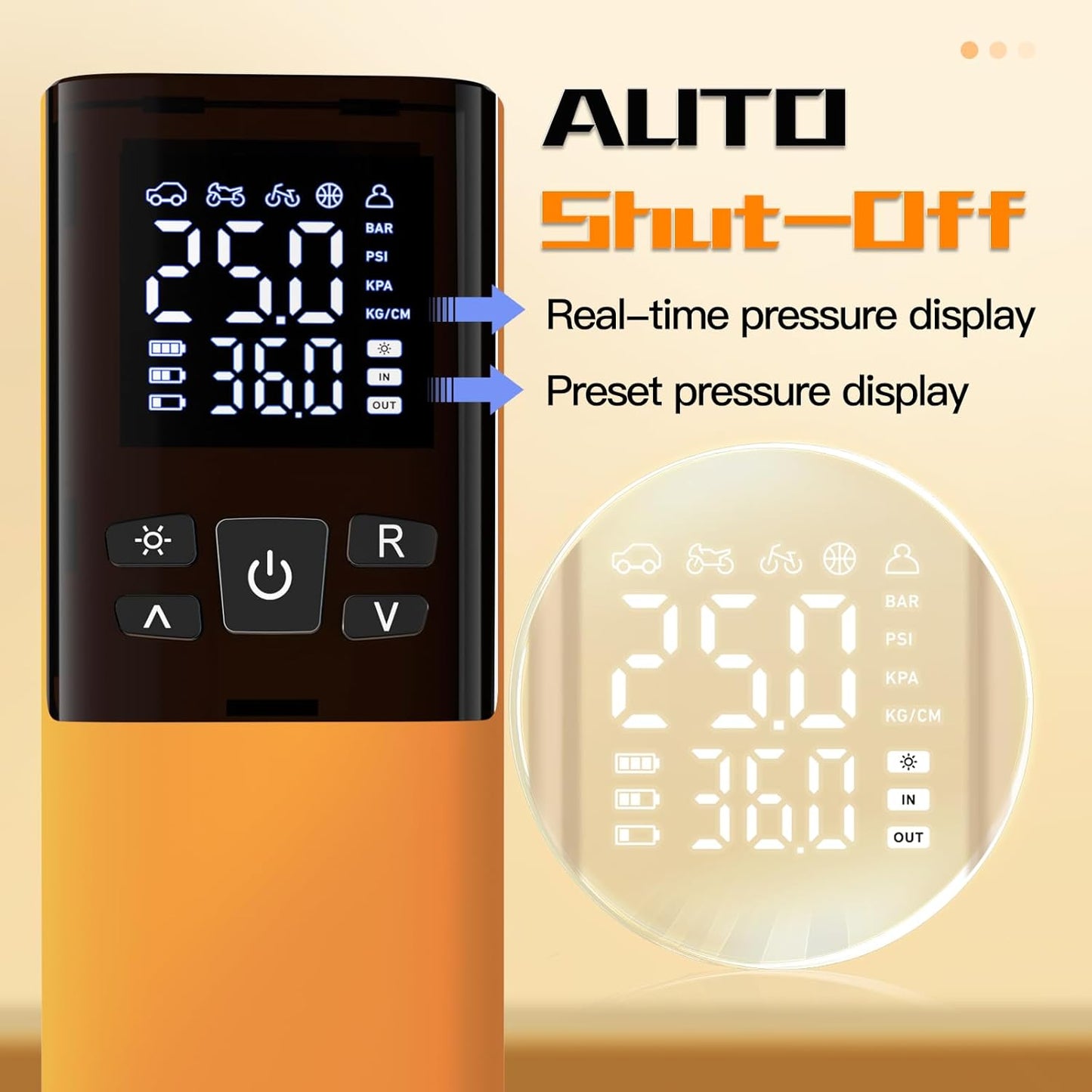 Tire Inflator Portable Air Compressor, Air Pump for Car Tires 5X Faster 150 Psi Digital Pressure Gauge, LED Light and Auto Shut-off Cordless Pocket Portable Pump for Car, Motorcycle, Bike, Balls etc.