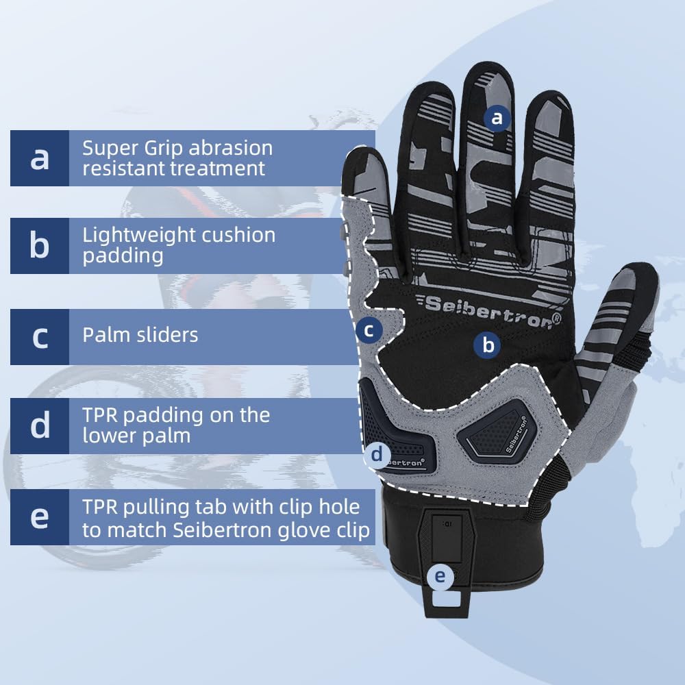 Seibertron SPS Series Touchscreen Motorcycle Motocross BMX ATV MTB Bicycle Cycling Full or Half Finger Gloves Adult and Youth