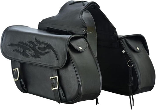 GARGOYLE BELLS Motorcycle Saddle Bags Leather Motorcycle Luggage Bag with Gun Holsters For Softails Sportsters and Choppers Waterproof Luggage Bags For Motorcycle