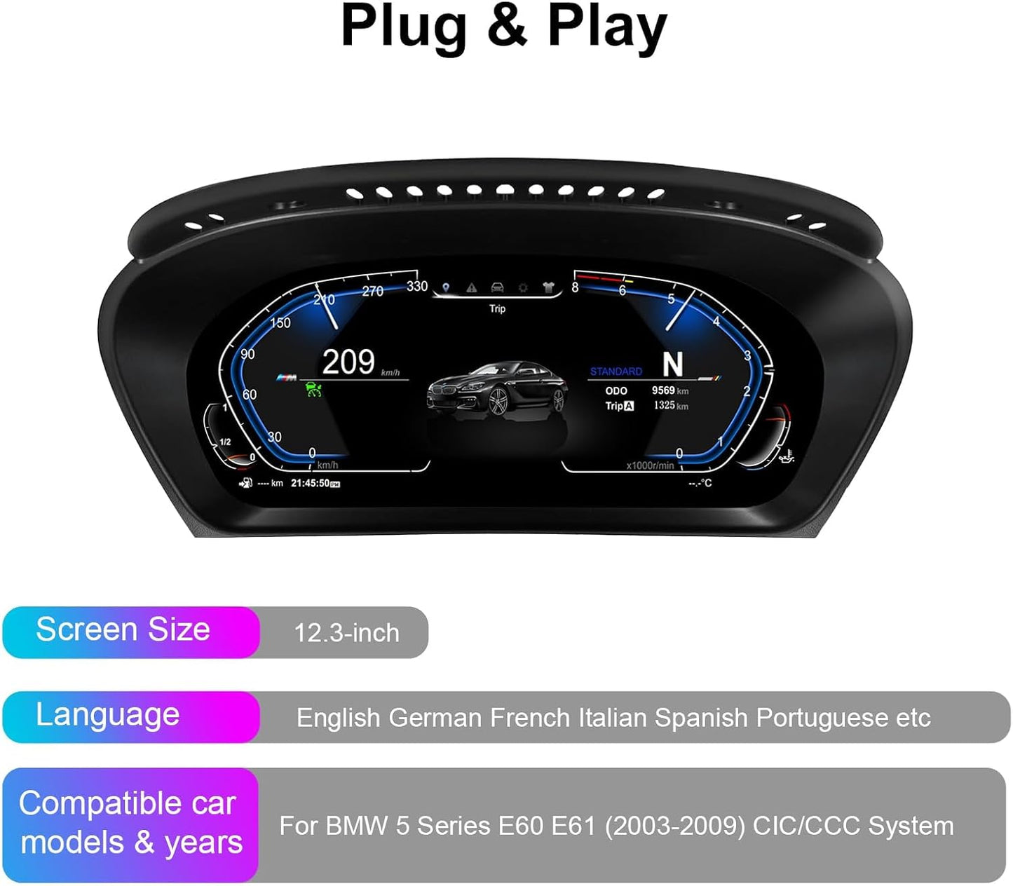 Speedometer Instrument for BMW E70 E71 2006-2013 CCC CIC，12.3 inch Linux System Original Car Information Display Digital Cluster Dashboard Screen