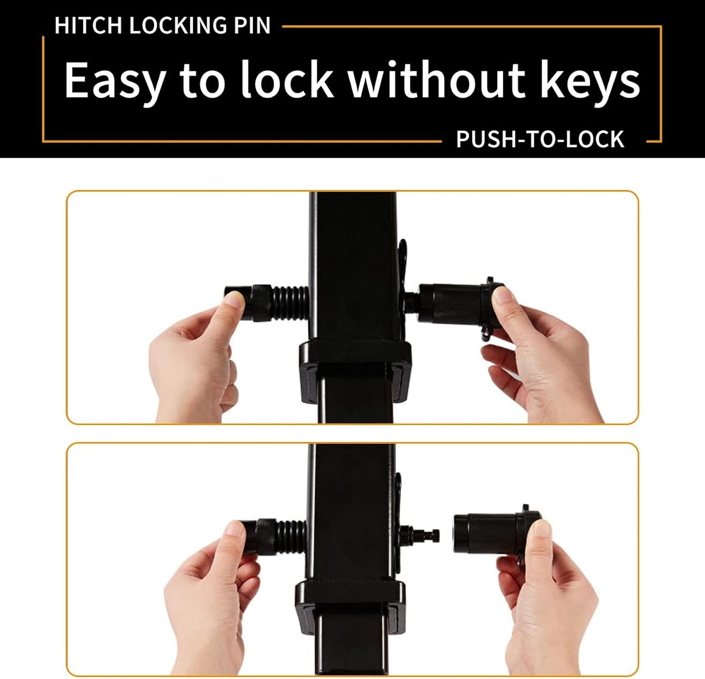Trailer Hitch Pin Lock, 5/8" Dia with Extra Long 4" Hitch Lock Fits Class III IV V 2", 2-1/2"& 3" Receivers, Trailer Hitch Lock with Safety Clip and O-Rings for Trailer Truck Car Boat