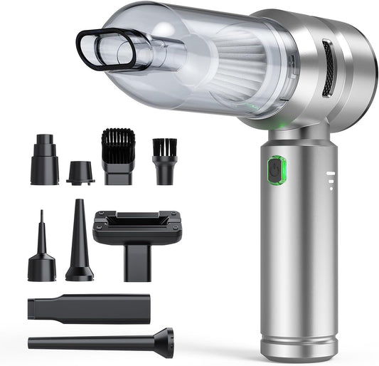 Car Vacuum,3 Suction Modes,Portable Mini Cordless Cleaner with 21000pa Suction Power,Type-C Charge,Handheld Vacuum for Home,Car, Office Desk, Keyboards(Mysterious Silver)