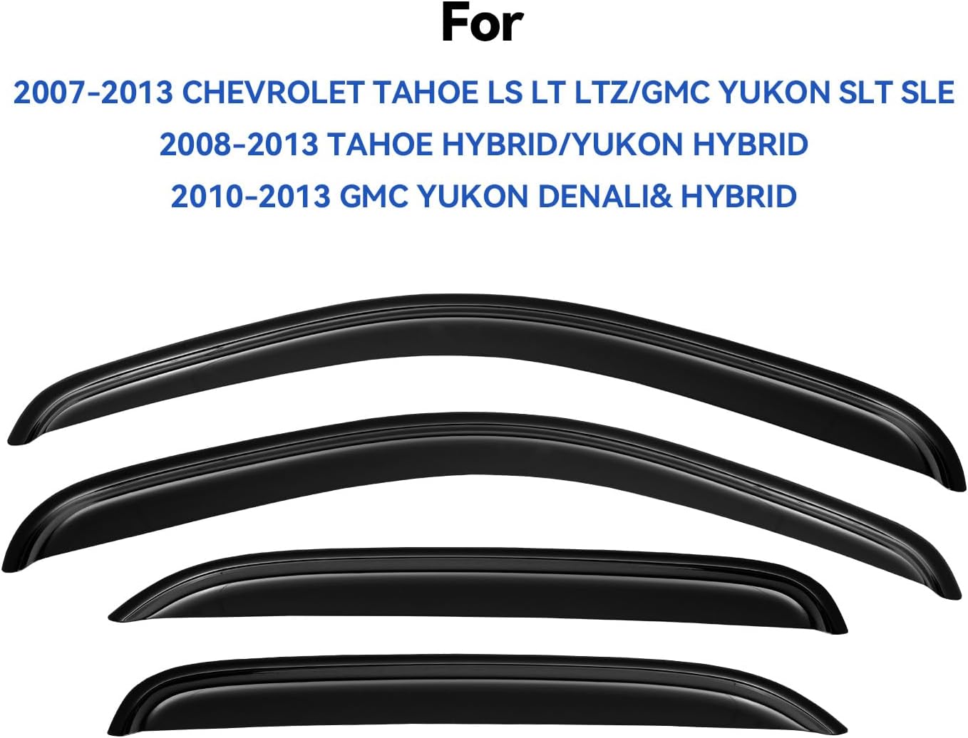 Window Visors Rain Guards for 2007-2014 Chevy Tahoe/GMC Yukon, Out-Channel Window Vent Wind Deflectors Visors Shades for 07-14 Tahoe/Yukon