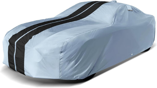 iCarCover Custom Car Cover for Pontiac Torpedo (1940-1948) Waterproof All-Weather Rain Snow UV Sun Protector Full Exterior Indoor Outdoor Car Cover (Stripe - Gray/Black)