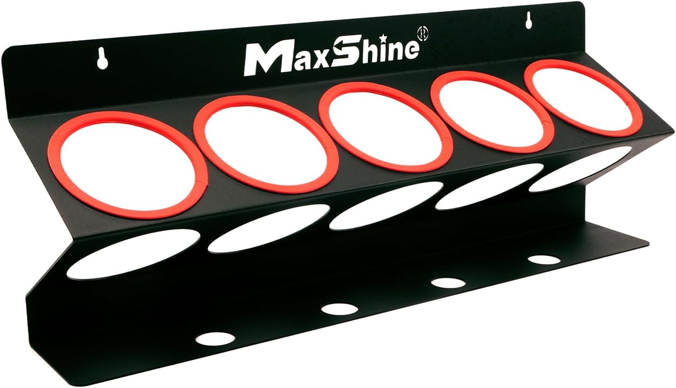 Maxshine Universal Detailing Spray Bottle Holder - Mobile Detailing & Car Garage Organizer, Holds 5 Sprayers (16/32oz) with 4 Small Holes, Lightweight Design, Easy Wall Mounting (Set 1)