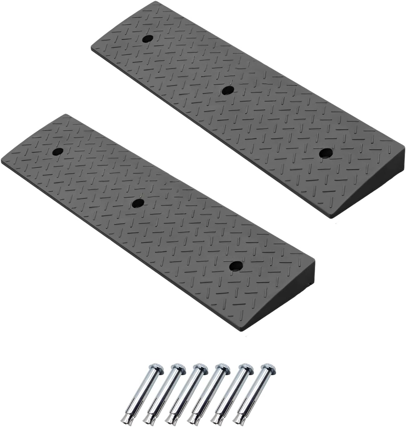 2 Pack 1.6'' Rise Rubber Curb Ramp Heavy Duty Loading Rubber Curb Ramps 3 Tons Driveway Ramp Car Slope Ramp for Loading Dock Bike Vehicle Warehouse Sidewalk Wheelchair (1.6" H)