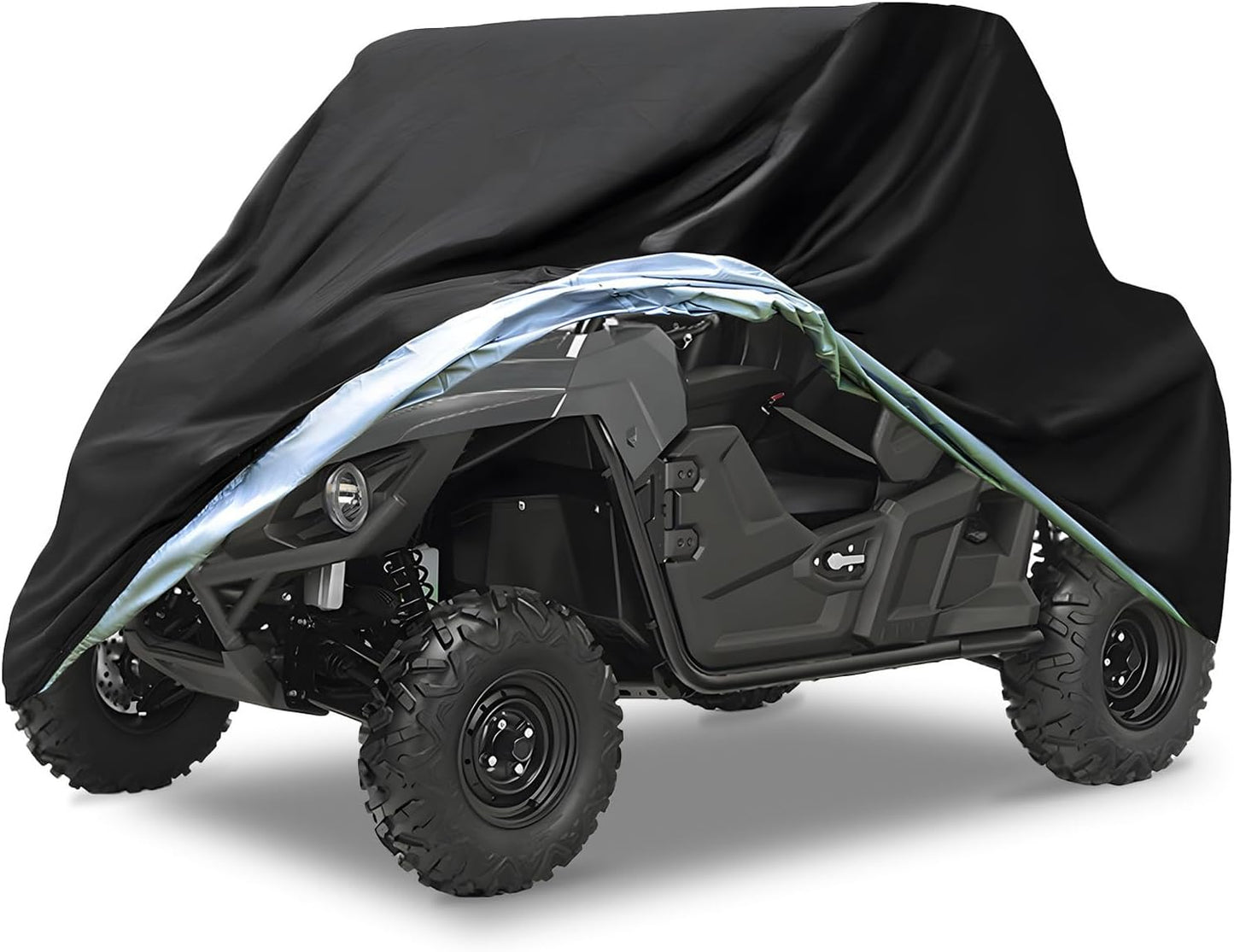 NEVERLAND UTV Covers Heavy Duty - Side by Side Cover Waterproof 300D Outdoor Storage Waterproof Black Compatible with Honda Pioneer Polaris Ranger Protection 114.17"x 59.06"x 74.80"(290x150x190 cm)