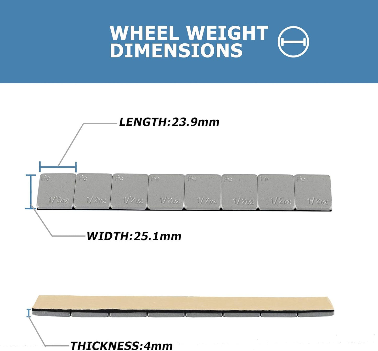 0.5 Oz Stick on Wheel Weights（144pcs,72oz）,1/2 Oz Gray Adhesive Backed Wheel Weights for Cars, Trucks, SUVs, Motorcycles, Low Profile