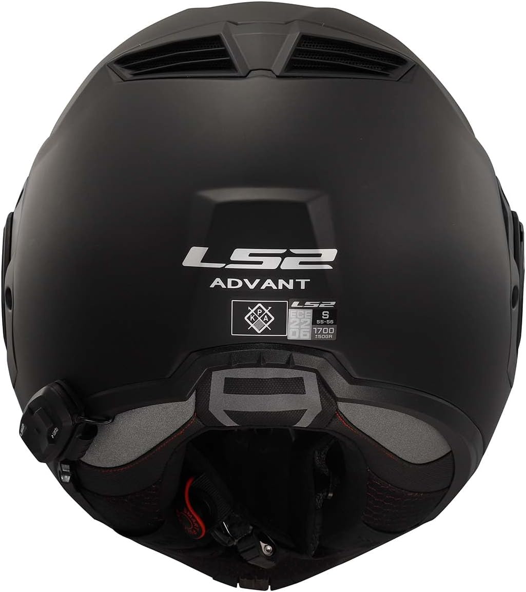 LS2 Helmets Advant Modular Helmet with Integrated Cardo 4X Bluetooth (Noir Matte Black - Medium)