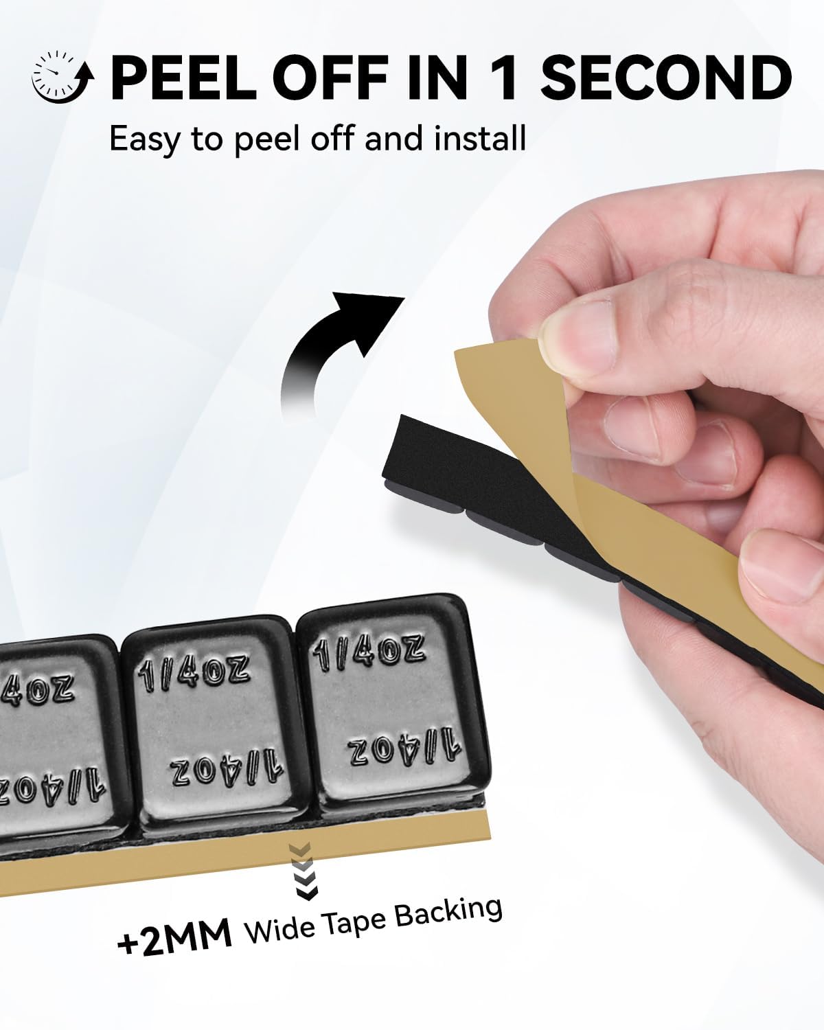 YIZBAP Wheel Weights Black 1/4oz 24 oz/Box, 96pcs, with Strong Black Adhesive. 0.25 Ounce Stick on Wheel Weights for Cars, Trucks, SUVs, Motorcycle, and Others