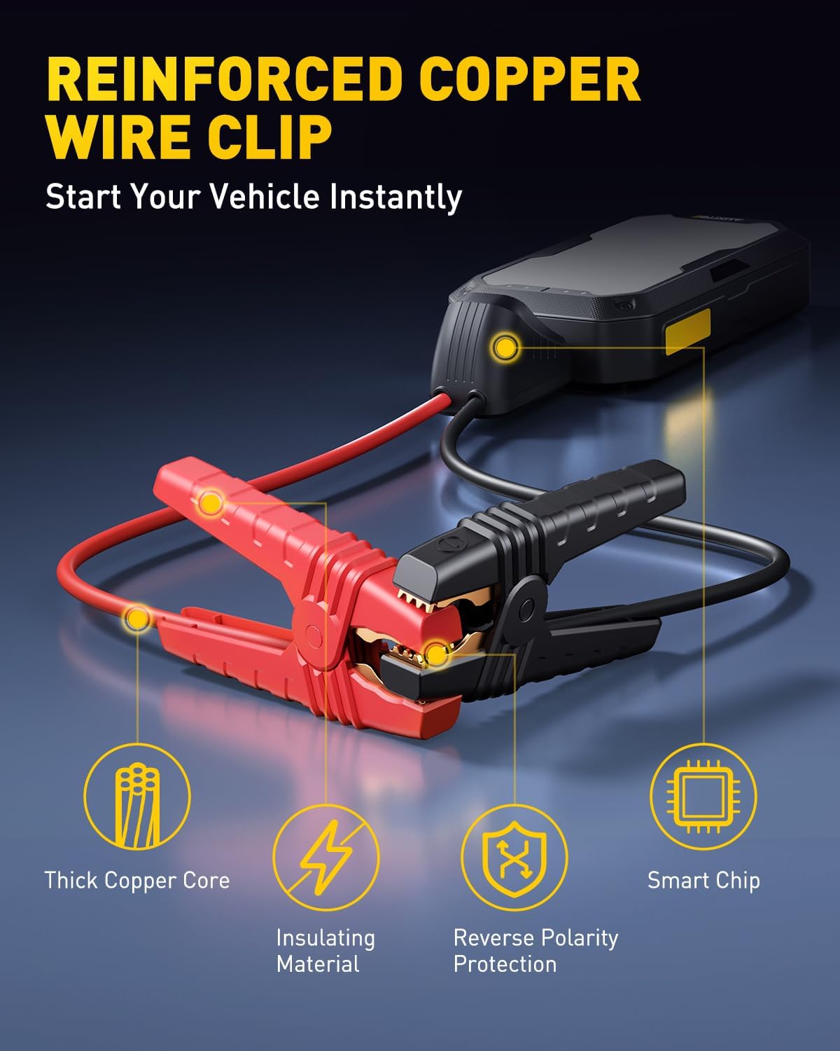 AUXITO Car Battery Jump Starter: 5000A Portable Jump Starter Up to 8.5L Gas and 8.0L Diesel Engines with 2000LM LED Work Panel Light, 12V Safe Jump Box with Camping Light, Power Bank and Jumper