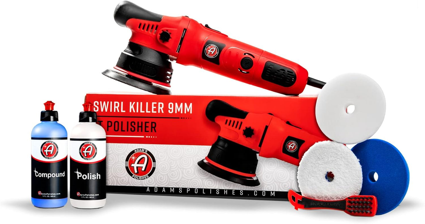 Adam's Polishes 9mm Dual Action Car Polisher (Polishing Kit) - Buffer Car Scratch Remover for Car Detailing | Includes Polish, Compound & Pads