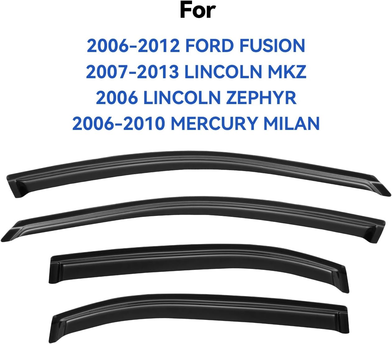 Window Visors Rain Guards Shield for 2006-2012 Ford Fusion, Out-Channel Window Vent Wind Deflectors Visors Shades for 2007-2013 Lincoln MKZ, 2006-2010 Mercury Milan, 2006 Lincoln Zephyr