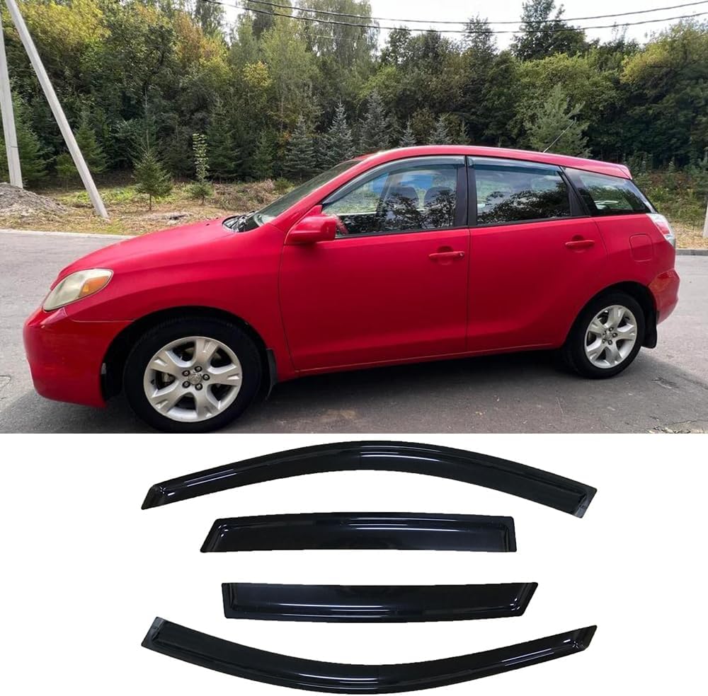 Side Window Wind Deflector,4pcs Outside Mount Style Sun Rain Guards Set,Dark Smoke Nice Window Visor fit for 2003-2008 Toyota Matrix E130 / Pontiac Vibe 94455
