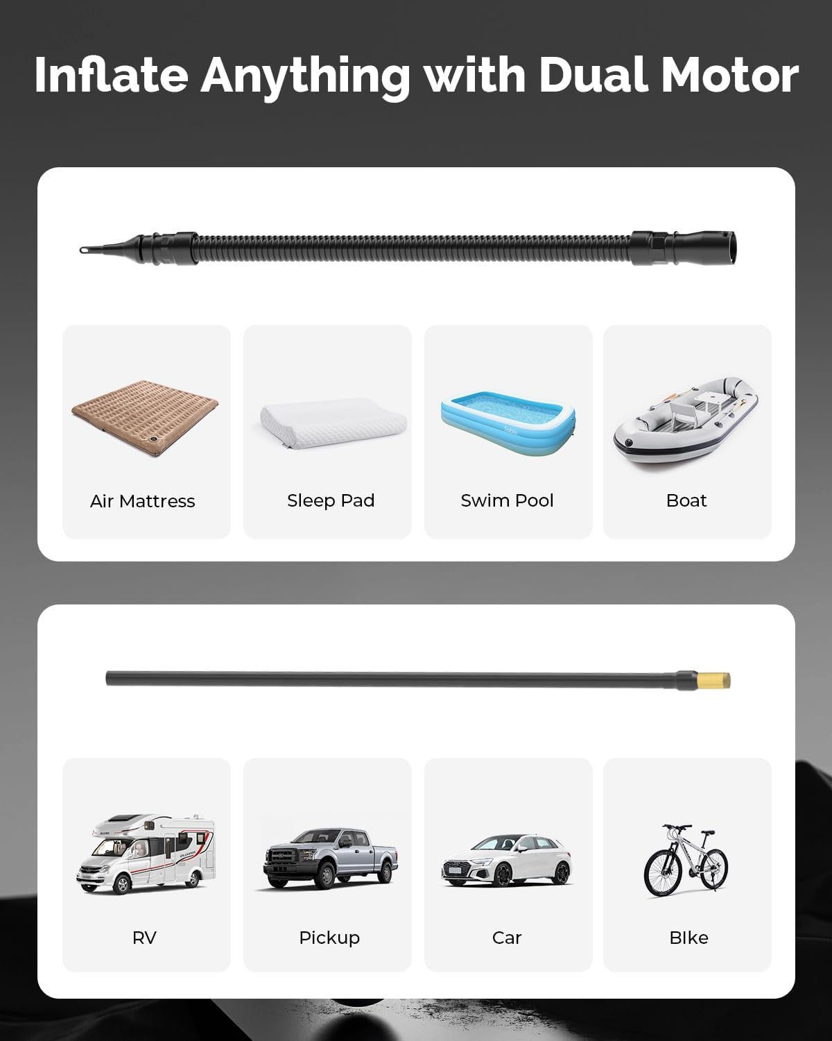 ETENWOLF VORTEX S6 Tire Inflator Portable Air Compressor for Heavy-duty Vehicles, Cordless Air Pump for Car & Inflatables with 19200 mAh Battery, 100% Duty Cycle & Dual Cylinder Bike Pump, Dark Cyan