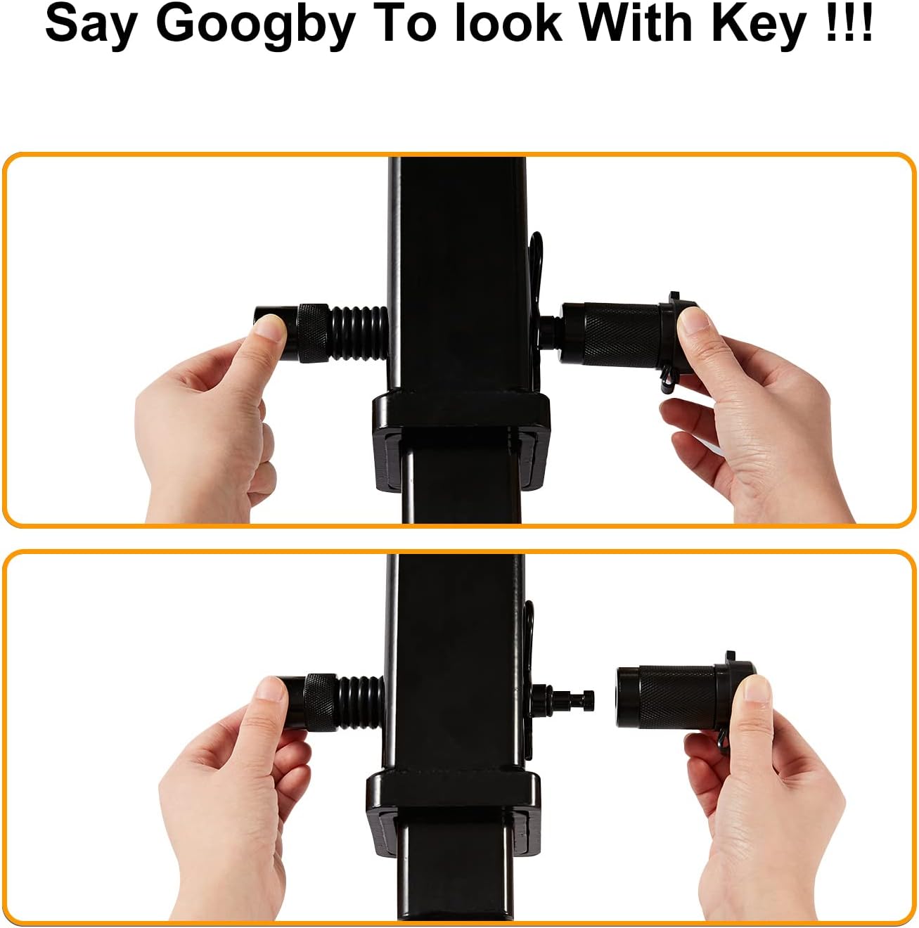 Trailer Hitch Lock Set, Solid Locking Hitch Pin with 5/8" and 1/2" Dia, 4" Long Span with Extra 3/4" Dia Adaptor Fits Class I-V Receivers for Trailer Truck Car and Boat Receiver Lock