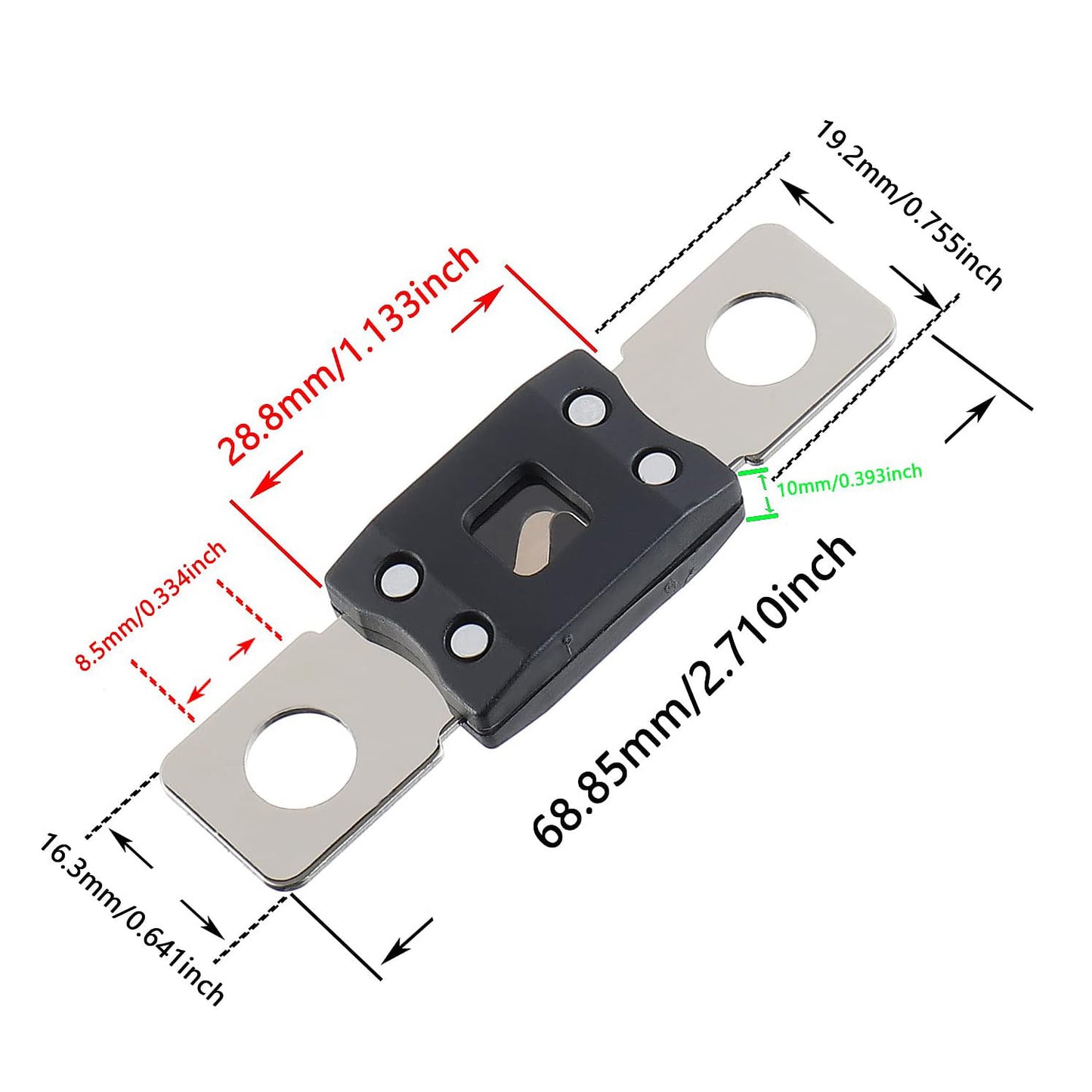 80A MEGA High Current Fuse - 80 Amp Bolt-on Fuse for Cars, Trucks, Construction Vehicles, Buses, Caravans (2 Pcs)
