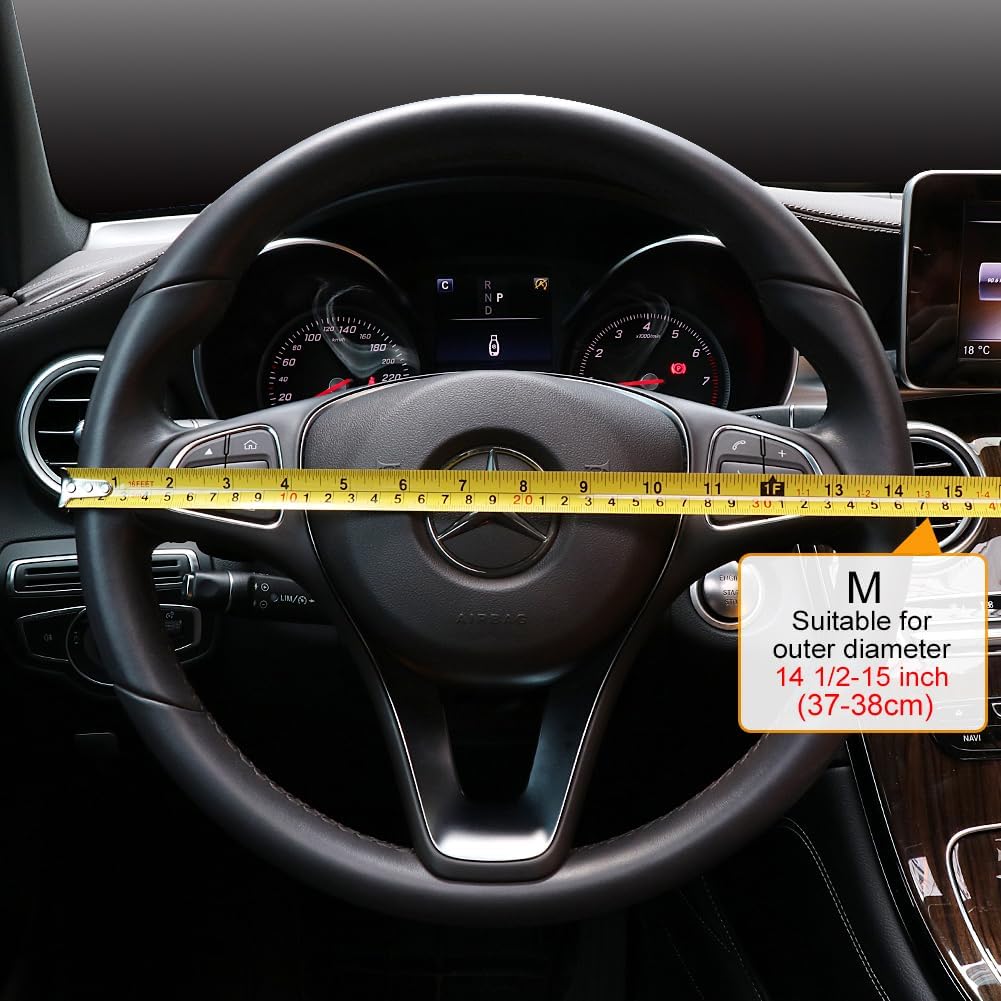 COFIT Breathable Car Steering Wheel Cover 15 inch Auto Universal Leather Wrap Non-Slip Steeringwheel Protector Automotive Interior Accessories, Purple (Suit for 14.5-15 inch)