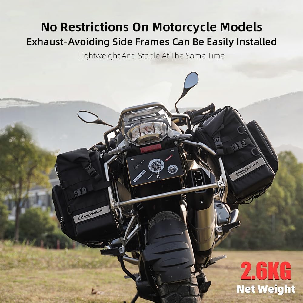 Rhinowalk Motorcycle Saddle Bag Waterproof Motor Pannier Bag Luggage Pack Quick Release Motorbike Side Bag 25L (Black)