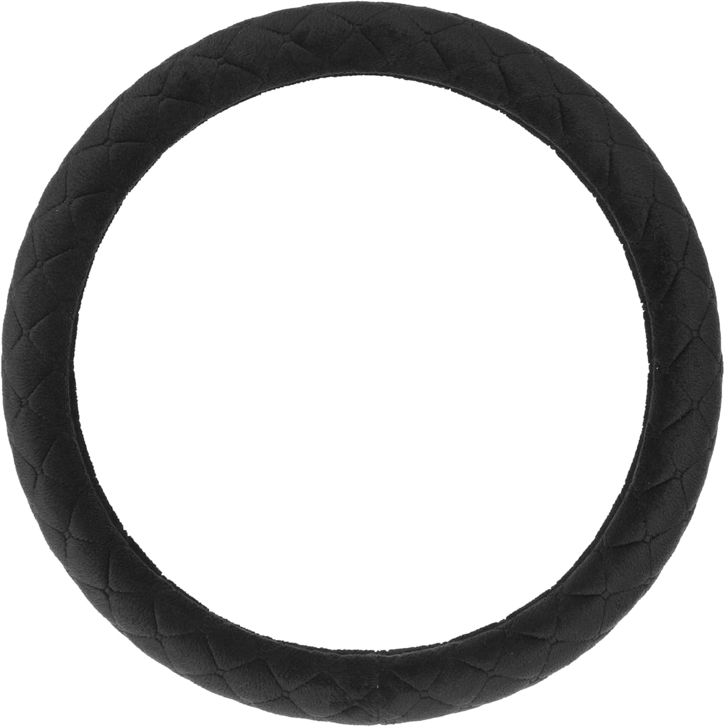 Soft Car Steering Wheel Cover for Sedan, SUV, Warm Luxury Velvet, Odorless, Universal, Anti Slip, Summer Winter, Black, Standard Size[14" 1/2-15"](37-38cm)