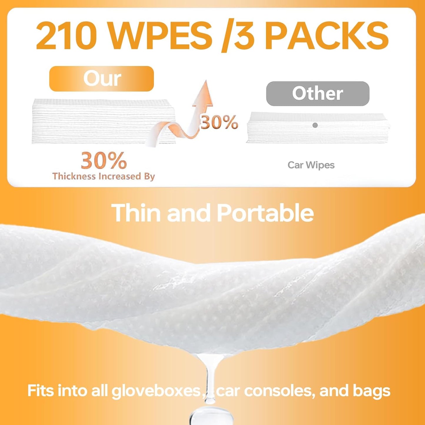 Car Wipes Extra Large 8" x 8" Car Interior Cleaning Wipes Leather Wipes For Car Car Glass Wipes Cleaning Wipes Interior Cleaning For Cars Trucks Jeeps And More 70 Count Each (3 Packs)