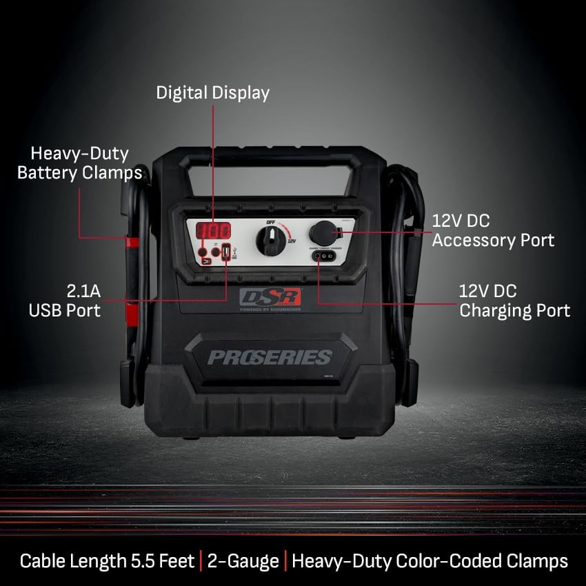 Schumacher Electric DSR ProSeries Car Battery Jump Starter, Maintainer & Portable Power Station - 12V 4000 Peak Amps & 700 Cranking Amps - with DC & USB Charging Ports - DSR159