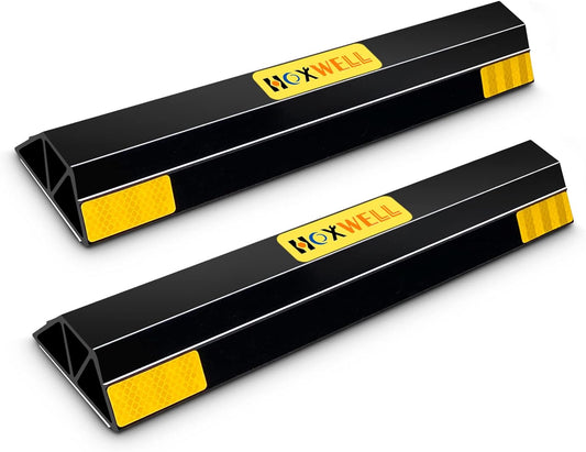 (New Updated 18" 2 Packs Heavy Duty Parking Stopper for Garage, Parking Gadgets Protects Car, Parking Aid Easy to Install 2 PCS, 18" L x 3.7" W x 1.8" H
