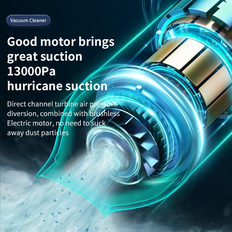Mini Handheld Vacuum, 13000PA Portable Cordless Car Vacuum Cleaner, Suction and Blow 2 in 1 Dust Removal Vacuum Cleaner for Car, Mouse, Keyboard, Laptop, Home, Kitchen, Office(Mint Green)
