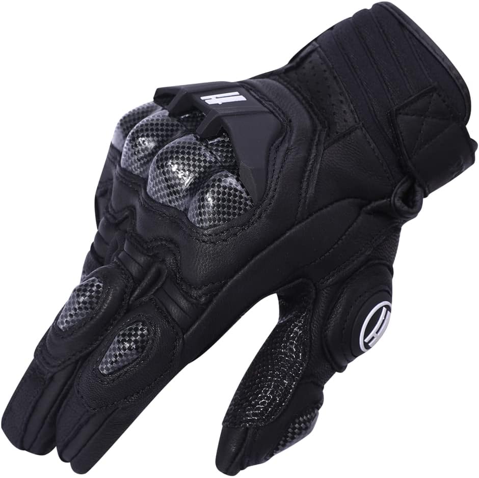 Harssidanzar Breathable Leather Motorcycle Gloves Touchscreen for Men Women KM046