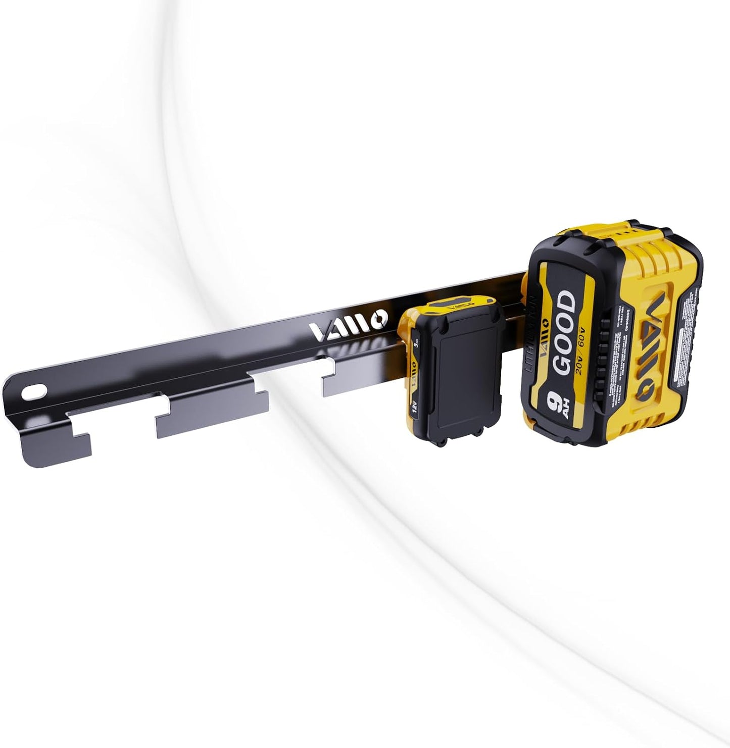 VAIIO Battery Rack Holder 20V 60V 12V, Wrought Iron Heavy Duty Thickened Batteries Slots, Stealth Battery Wall Mount Organizer Garage Storage,Workshops,Shelves